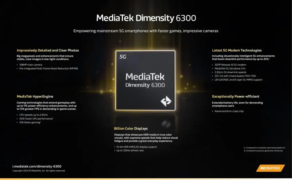 مواصفات ميدياتك Dimensity 6300