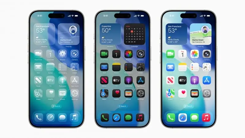 واجهة iOS 26 الجديدة بتصميم زجاجي