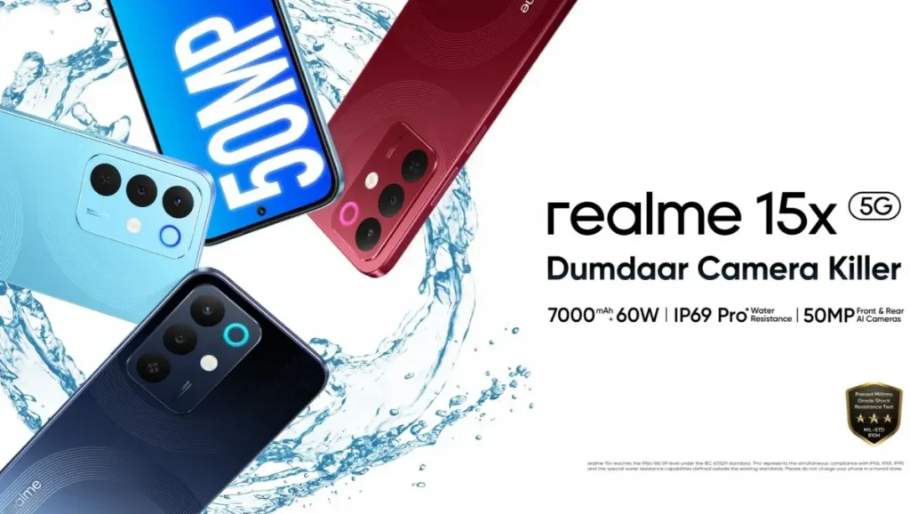 إطلاق Realme 15x مع بطارية 7000 مللي أمبير ومقاومة قوية للسوائل