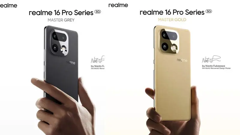 تصميم ريلمي 16 برو باللون الذهبي والأسود