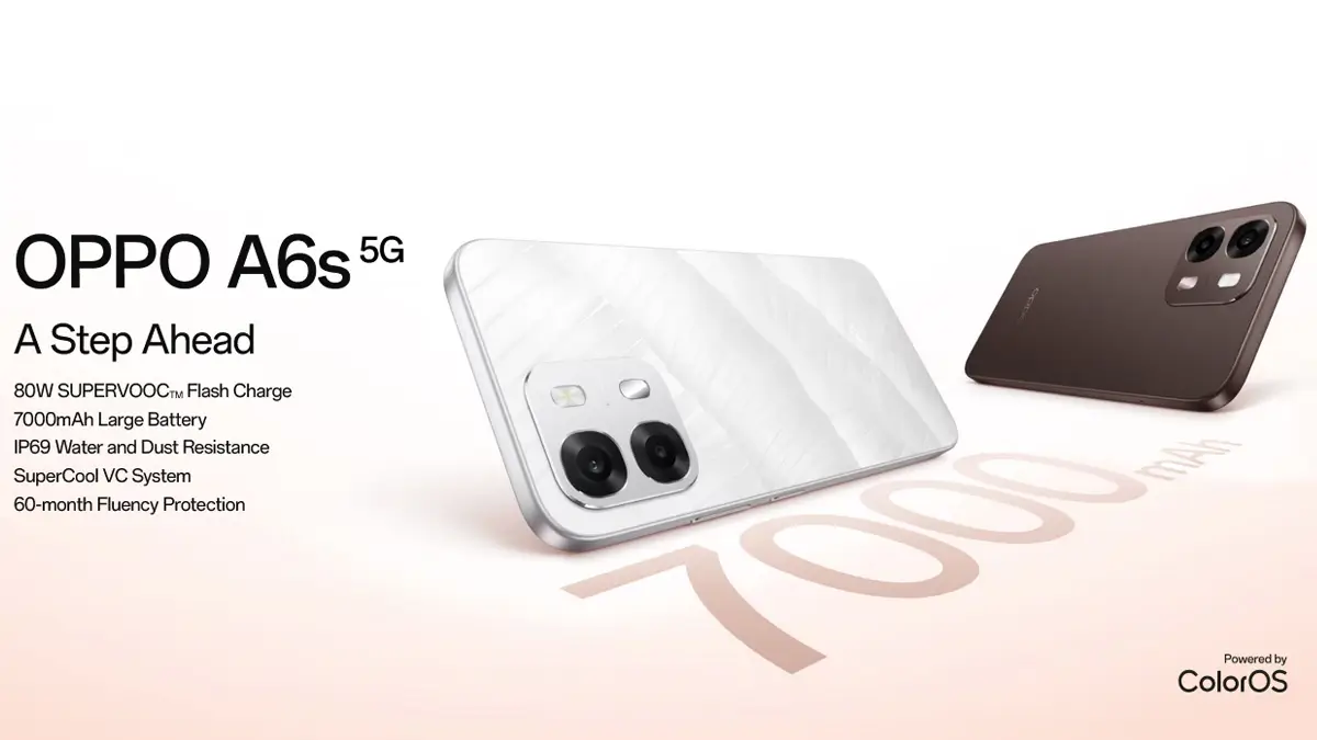 إطلاق هاتف اوبو الاقتصادي A6s 5G ببطارية 7000mAh ومقاومة للماء IP69