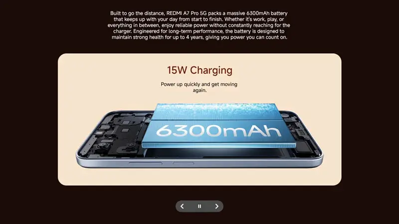 بطارية 6300 مللي أمبير وشاحن 15 واط